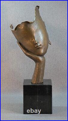 Bronze Statue Art Deco A Face On Hand Mask Face to Hand Art Object Figure