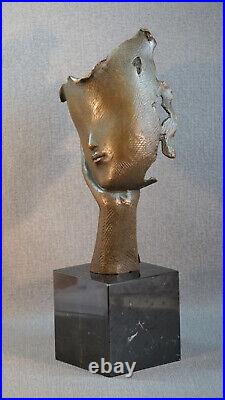 Bronze Statue Art Deco A Face On Hand Mask Face to Hand Art Object Figure