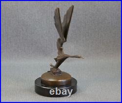 Bronze Statue Art Deco Stork Mascot Radiator Figure Decor with Signature Bronze Statue Art Deco Stork Mascot Radiator Figure Decor with Signature