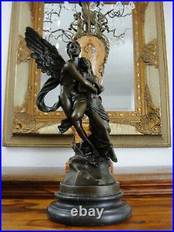 Bronze Statue Cupid Psyche Marble Angel Virgin Luxury Sculpture Antique Precious Figurine