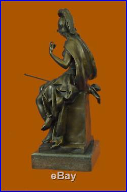 Bronze Statue Hand Made Greek Roman Goddess of War Marble Base Figurine Deal Art