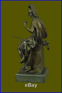 Bronze Statue Hand Made Greek/Roman Goddess of War Marble Base Figurine Decor NR