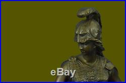 Bronze Statue Hand Made Greek/Roman Goddess of War Marble Base Figurine Decor NR