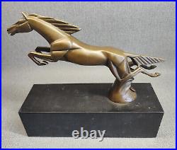 Bronze Statue Horse Cooler Figure Jumping Horse Art Deco Antique Style sig. Brau