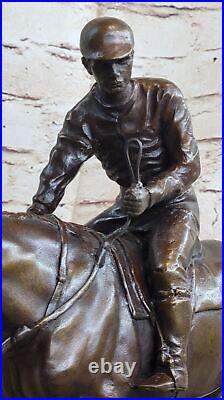 Bronze Statue Horse and Jockey Racetrack Triple Crown Farm Hand Made Figure Art