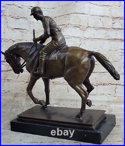 Bronze Statue Horse and Jockey Racetrack Triple Crown Farm Hand Made Figure Deal