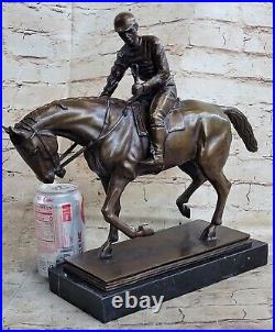 Bronze Statue Horse and Jockey Racetrack Triple Crown Farm Hand Made Figure Sale
