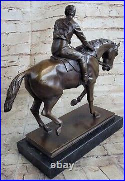 Bronze Statue Horse and Jockey Racetrack Triple Crown Farm Hand Made Figure Sale