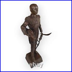 Bronze Statue King Chulalong Grain Sculpture Figure Metal Decoration Sword