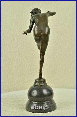 Bronze Statue Nude Girl Juggling Marble Sculpture Deco Lost Wax Hand Made Statue