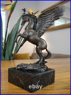 Bronze Statue Pegasus Marble Horse Wings Sculpture Antique Figure Mythology Luxury