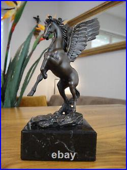 Bronze Statue Pegasus Marble Horse Wings Sculpture Antique Figure Mythology Luxury