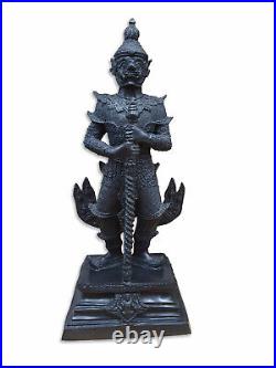 Bronze Statue Temple Guardian Sculpture Antique Thai XXL Yakshaw Demon Decorative Figure