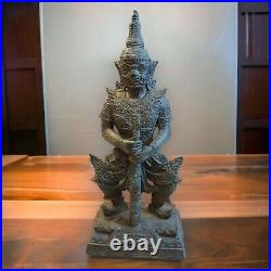 Bronze Statue Temple Guardian Sculpture Antique Thailand Yakshaw Demon Decorative Figure