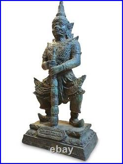 Bronze Statue Temple Guardian Sculpture Antique Thailand Yakshaw Demon Decorative Figure