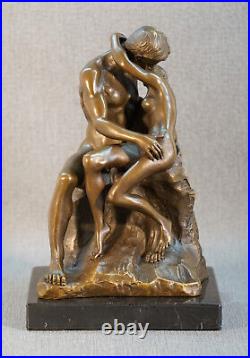 Bronze Statue The Kiss approx. 21.5 cm The Kiss Erotic Nude Figure sign. Rodin