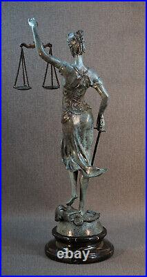 Bronze Statue The Lady Justice Justitia Green Figure Lawyer Law Court