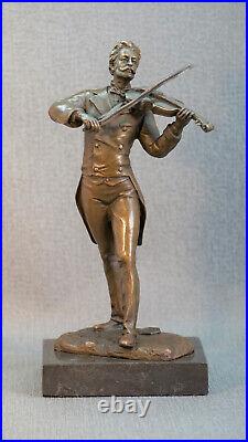 Bronze Statue Violinist Figure Violin Classical Opera Artist Decor