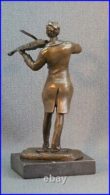 Bronze Statue Violinist Figure Violin Classical Opera Artist Decor