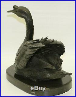 Bronze Swan Bookend Art Decor Made In Spain Statue Vintage Solid Hot Cast Gift