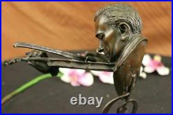 Bronze Violin Player Bust on Marble Base Hand Made Detailed Masterpiece Statue