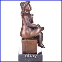 Bronze Woman Female Nude Sculpture Figure Statue Base Decor K0006