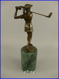 Bronze figure golf golfer golfer teeing marble statue decoration JMA259.2