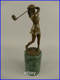 Bronze figure golf golfer golfer teeing marble statue decoration JMA259.2