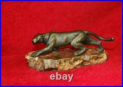 Bronze mini statue Panther on marble made in USSR