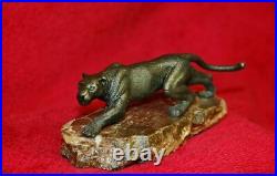Bronze mini statue Panther on marble made in USSR
