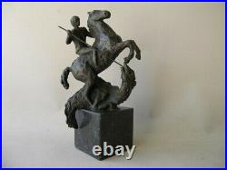 Bronze signed statue Saint George and the Dragon made by Marian Kievits Holland Bronze signed statue Saint George and the Dragon made by Marian Kievits Holland