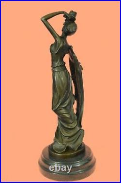 Bronze statue art nouveau deco girl with flower. SIGNED Kassin Hand Made Decor