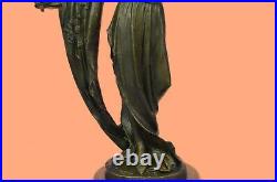 Bronze statue art nouveau deco girl with flower. SIGNED Kassin Hand Made Decor