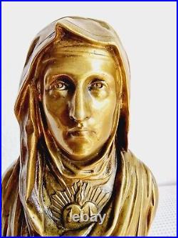 Bronze statue brush Mary signed bulio antique