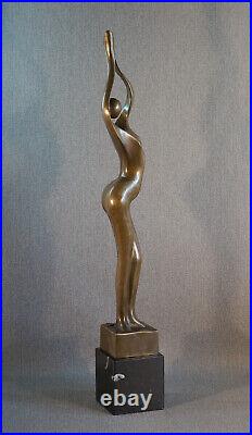 Bronze statue decorative figure 55 cm high modern art deco nude sculpture sign. Milo