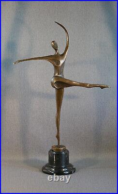 Bronze statue decorative figure 56 cm high modern dancer art deco sign. Milo