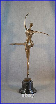 Bronze statue decorative figure 56 cm high modern dancer art deco sign. Milo