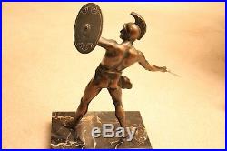 Bronze statue of Roman soldier on Marble base made in Germany by H. J. Rieder