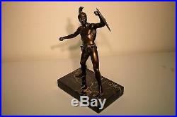 Bronze statue of Roman soldier on Marble base made in Germany by H. J. Rieder