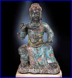 Chinese General Guan Yu Bronze Cloisonne Sculpture Statue China Figurine