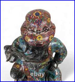 Chinese General Guan Yu Bronze Cloisonne Sculpture Statue China Figurine