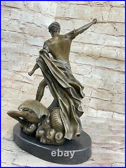Church Hot Cast 100% real Bronze Archangel Saint St Michael Figure Statue Art