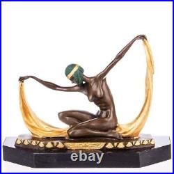 Coloured Art Deco figure dancer made of bronze material signed