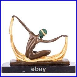 Coloured Art Deco figure dancer made of bronze material signed