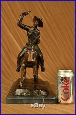Cowboy Riding Horse Animel Bronze Sculpture Statue Figurine Figure Hand Made Art