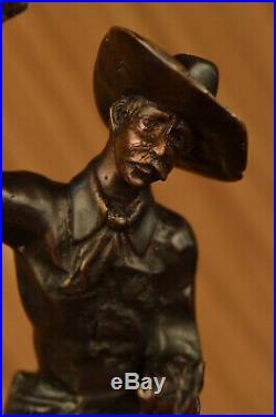 Cowboy Riding Horse Animel Bronze Sculpture Statue Figurine Figure Hand Made Art