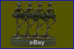 Decor Hand Made 4 Ballerina Ballet Bronze Figurine Marble Base Figure Statue EG