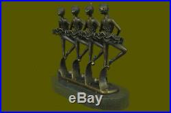 Decor Hand Made 4 Ballerina Ballet Bronze Figurine Marble Base Figure Statue EG