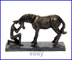 Decorative Figures Horse Sculpture Statue Made of Poly Resin Bronze Love Animal