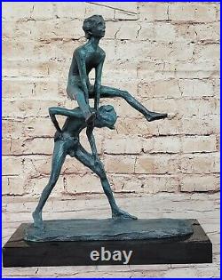 Decorator Hand Made Bronze Art Statue of Playful Kids Jumping Leapfrog